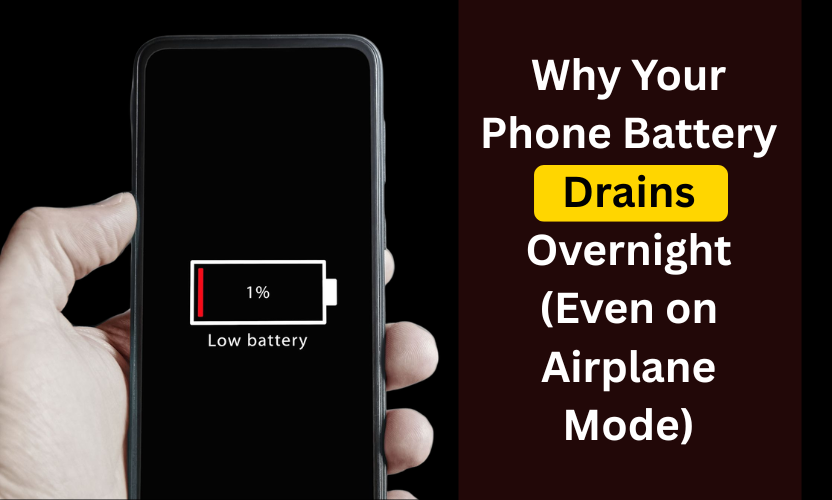Smartphone showing low battery warning in the morning after overnight battery drain