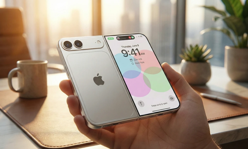 Apple Foldable iPhone UK in folded and unfolded mode demonstrating dual screen usage