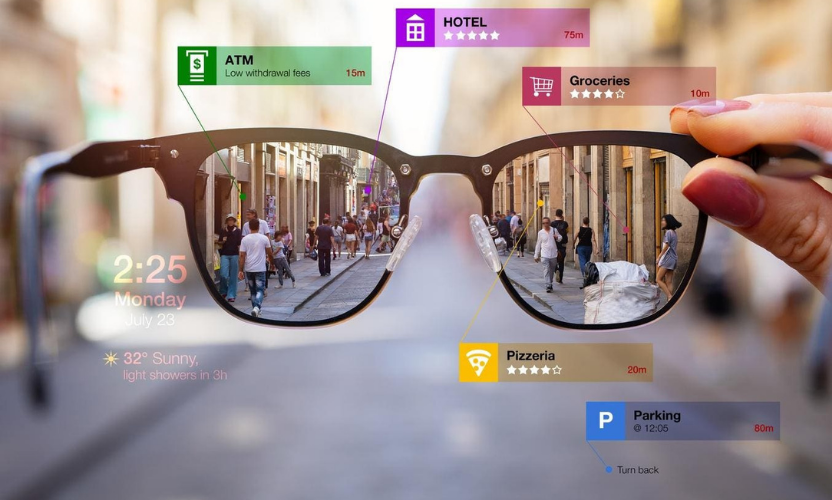 Apple augmented reality glasses displaying real time navigation