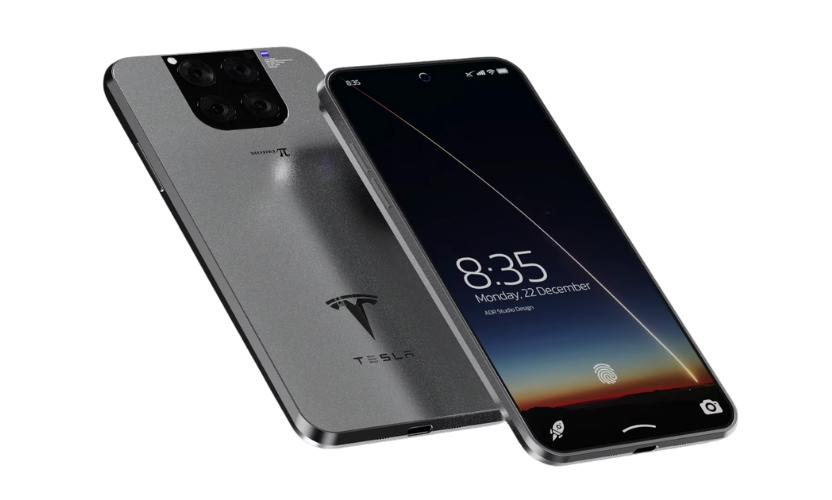 Tesla Pi Phone concept image with futuristic smartphone design