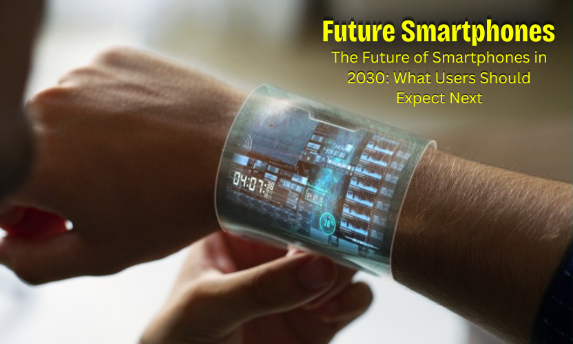 Future of smartphones in 2030 concept design with AI and foldable display