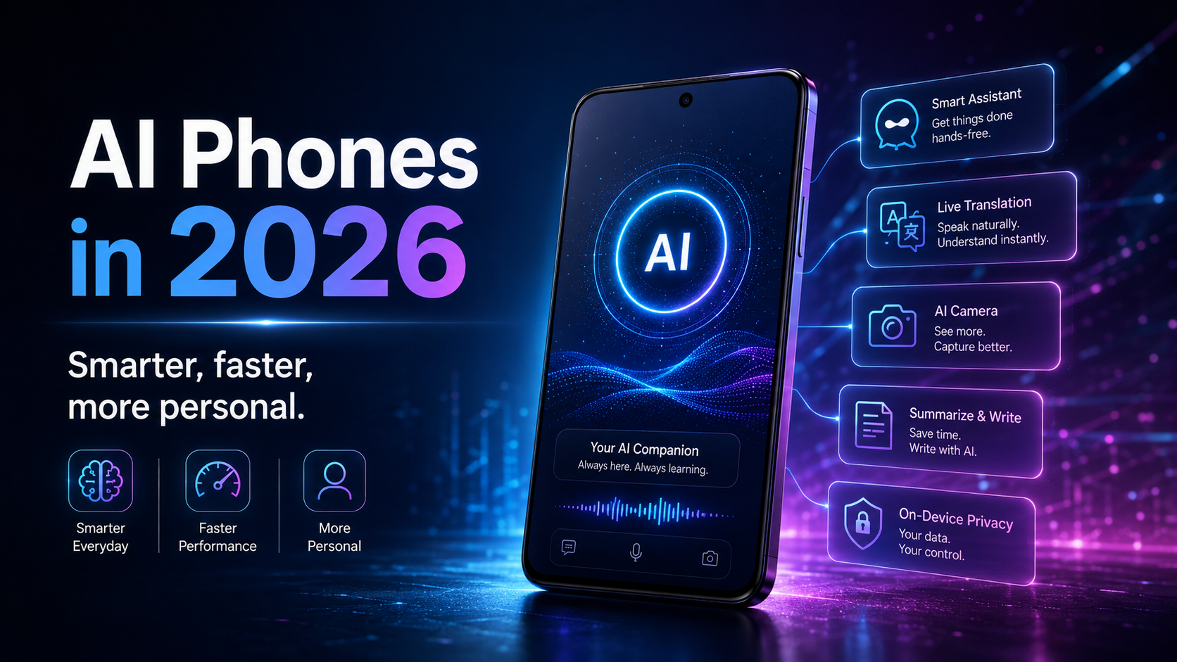 Android AI phones vs iPhone AI in 2026 comparison showing smartphone intelligence, privacy features and AI-powered mobile tools