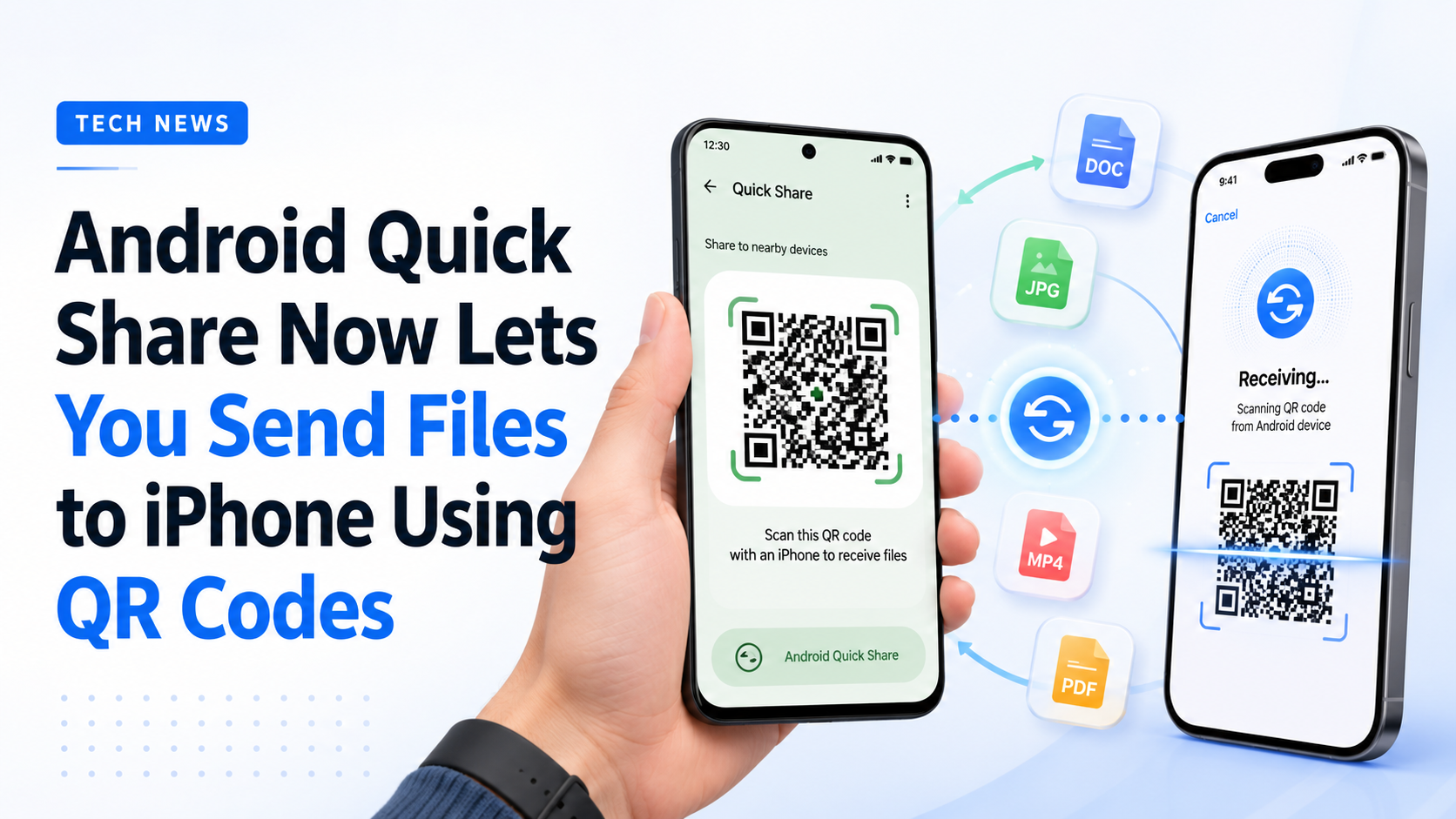 Android Quick Share QR code file transfer from Android to iPhone
