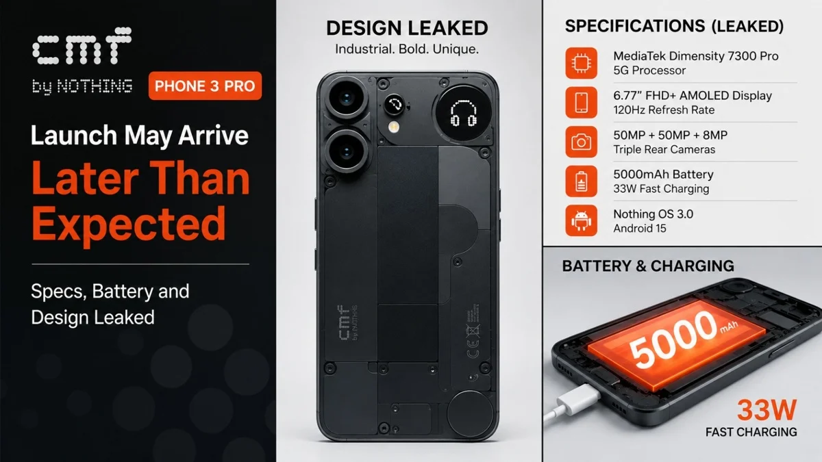 CMF Phone 3 Pro expected design with 45W charging and upgraded battery
