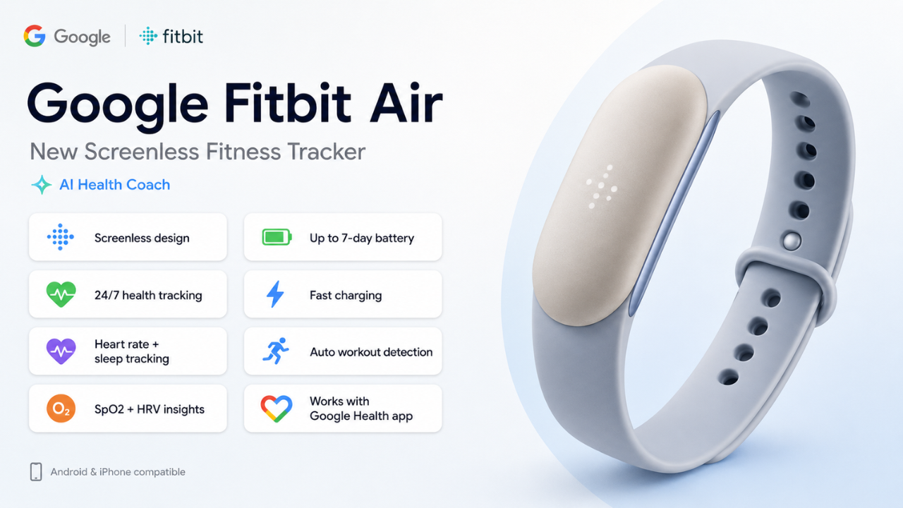 Google Fitbit Air screenless fitness tracker with AI health coaching