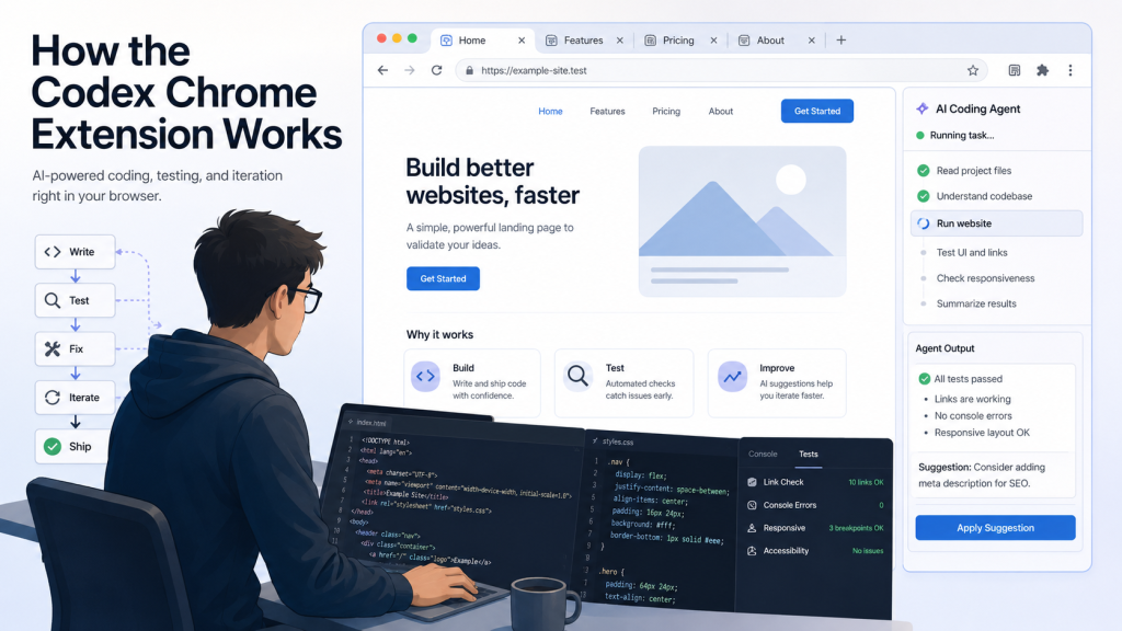 How the OpenAI Codex Google Chrome Extension works for website testing and browser-based coding tasks