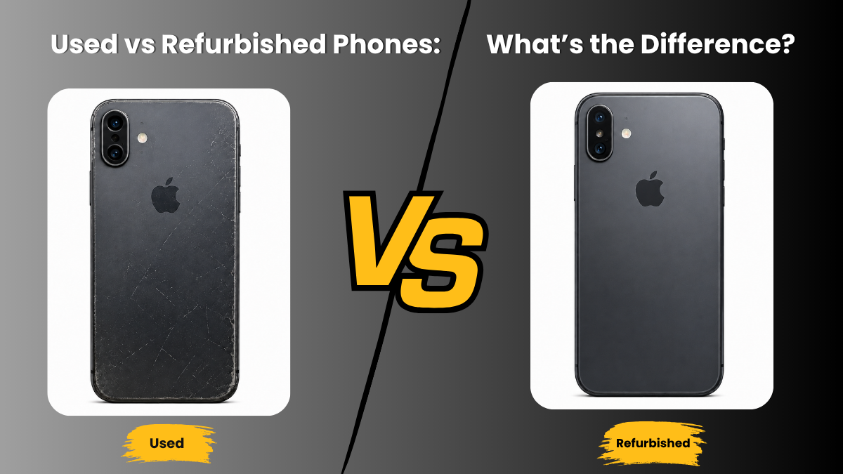Refurbished smartphone being checked for battery screen camera and performance quality