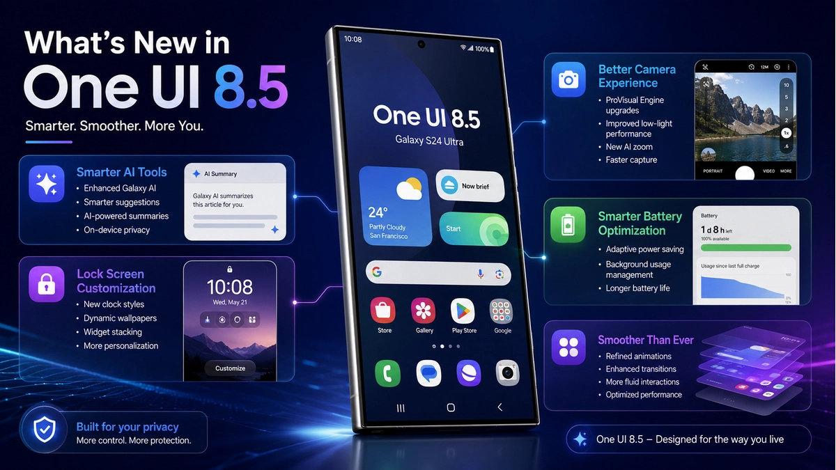 One UI 8.5 running on Samsung Galaxy S24 Ultra with new multitasking tools