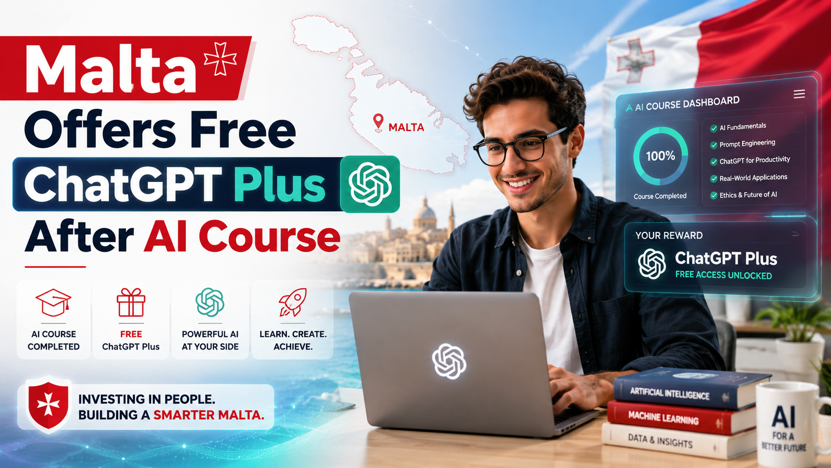 OpenAI Malta partnership showing ChatGPT Plus and digital learning