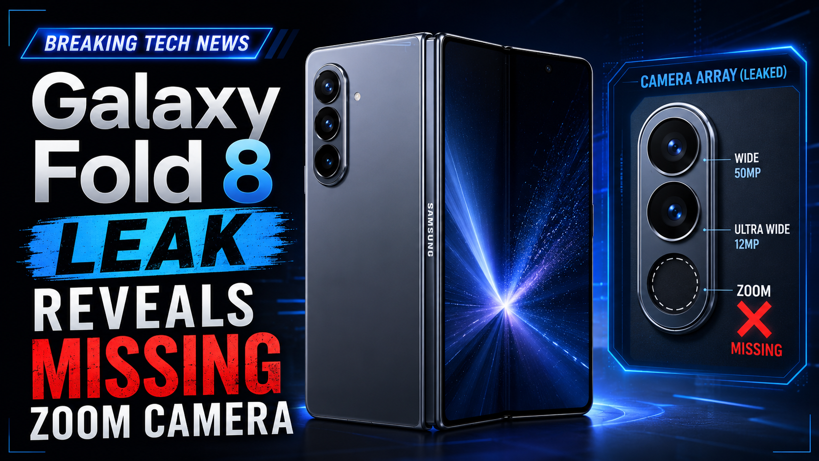 Samsung Galaxy Fold 8 leak image with dual rear cameras and wide display design