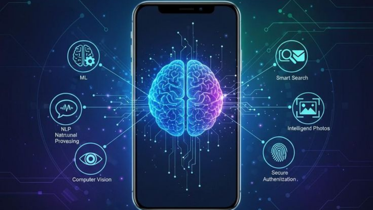 Modern AI phone displaying translation, photo editing, and smart notification features