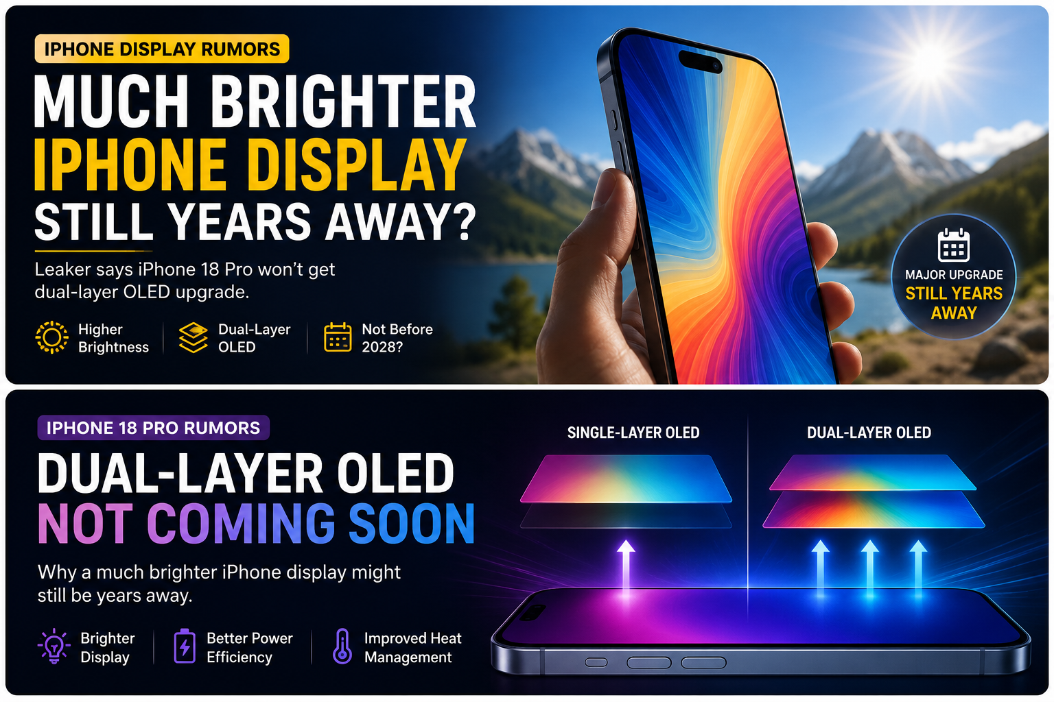 iPhone 18 Pro display rumor showing OLED brightness comparison

