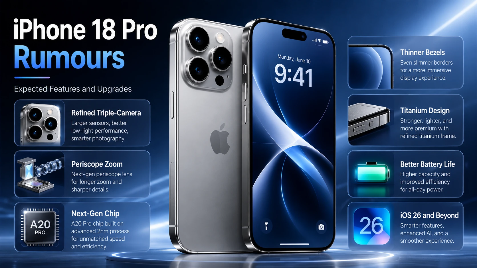iPhone 18 Pro concept with Apple software update screen