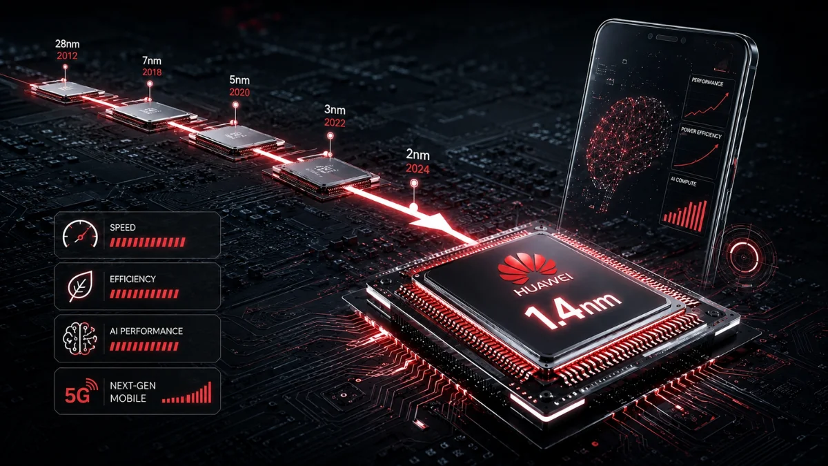 Huawei 1.4nm chips roadmap with future semiconductor design and AI smartphone technology