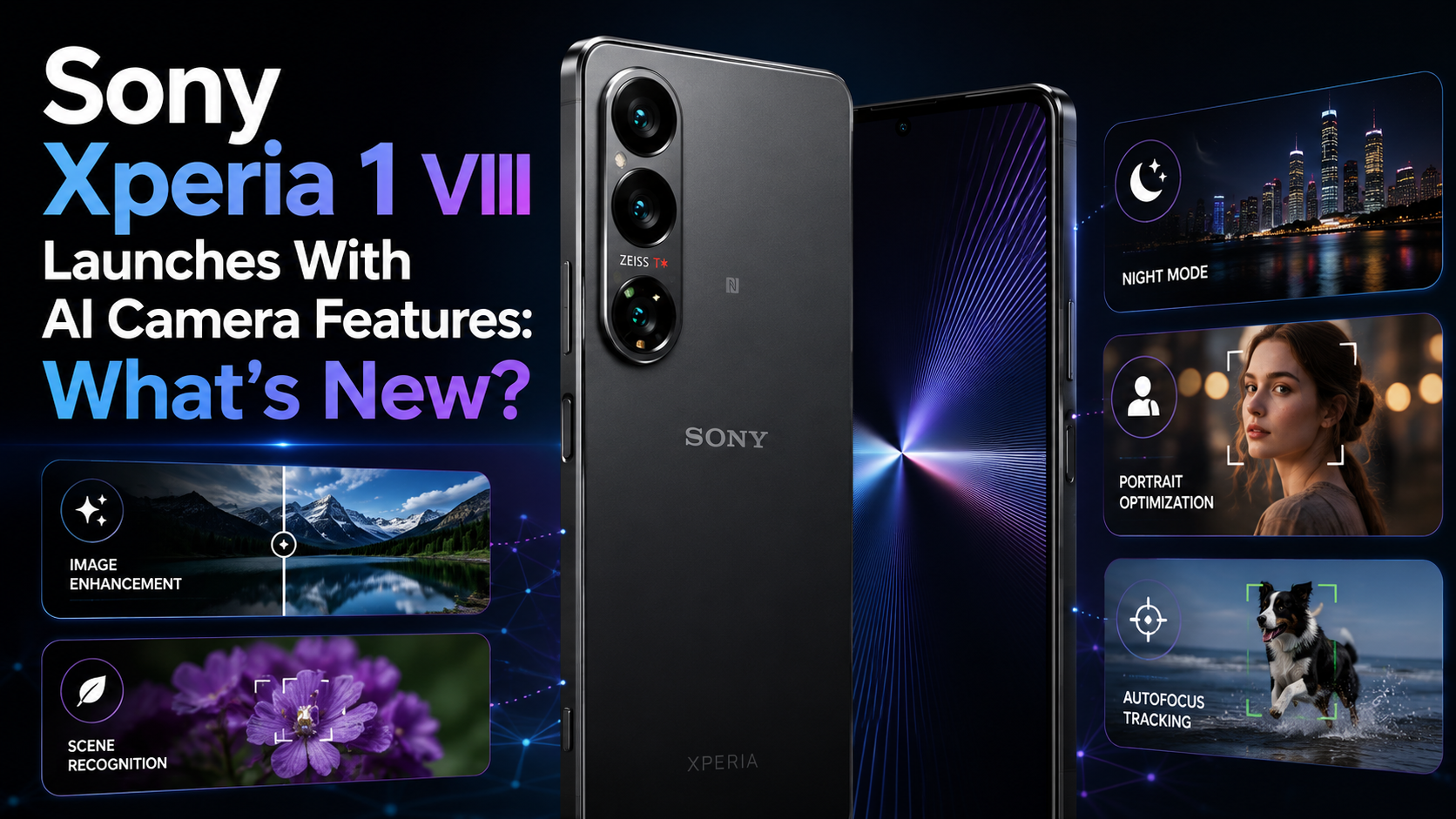 Sony Xperia 1 VIII camera upgrade showing AI photography and zoom features