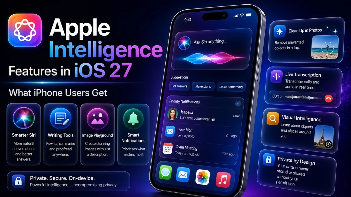 iPhone showing Siri AI and Apple Intelligence tools
