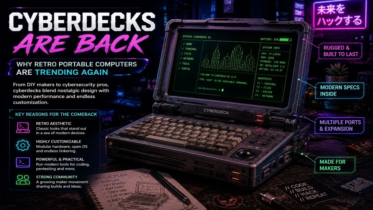 Retro portable computer inspired by cyberpunk maker culture