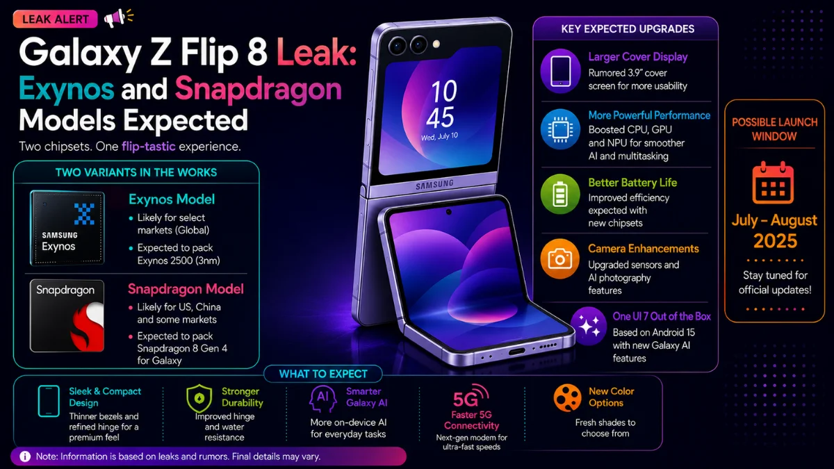 Samsung foldable phone showing Snapdragon and Exynos variants