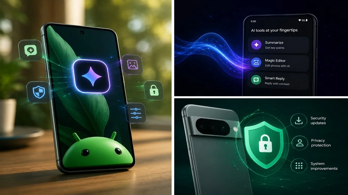 Android update showing Google AI security features