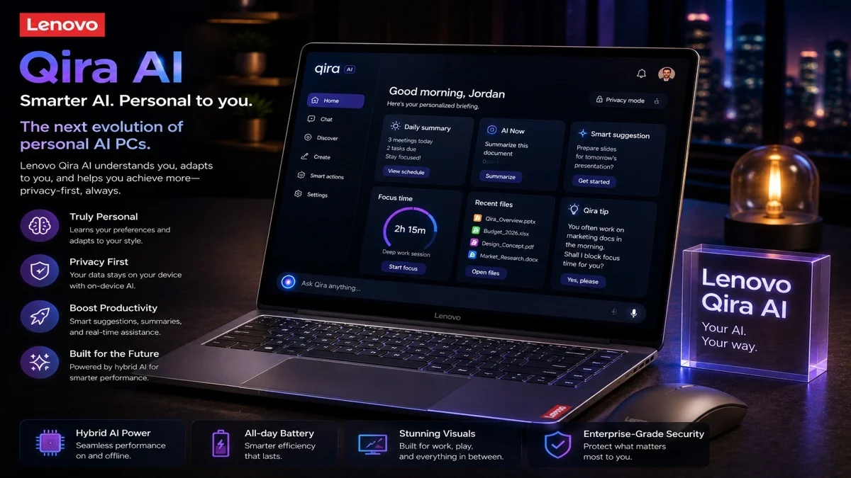 Lenovo AI PC with Qira assistant productivity features