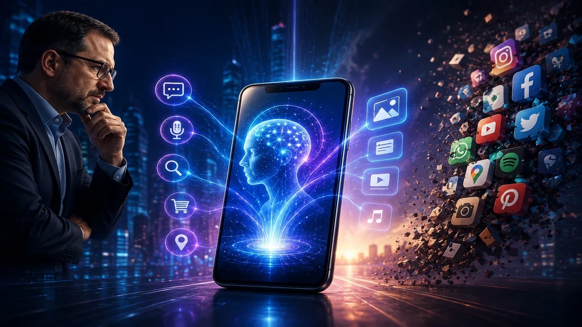 Qualcomm AI smartphone showing future app-free mobile experience