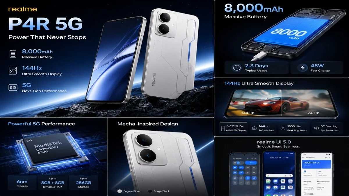  Realme P4R 5G Launch: 8,000mAh Battery and 144Hz Display