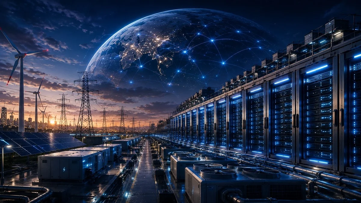 Engineers managing AI chips and servers inside a modern data centre